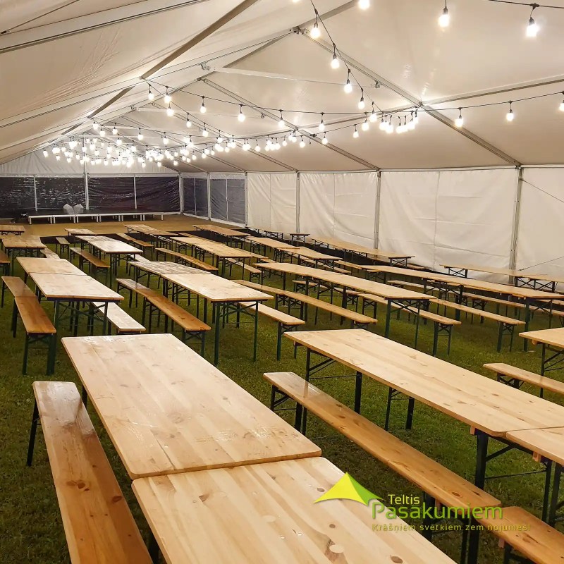 Koka galda komplekts saliekams 220cm