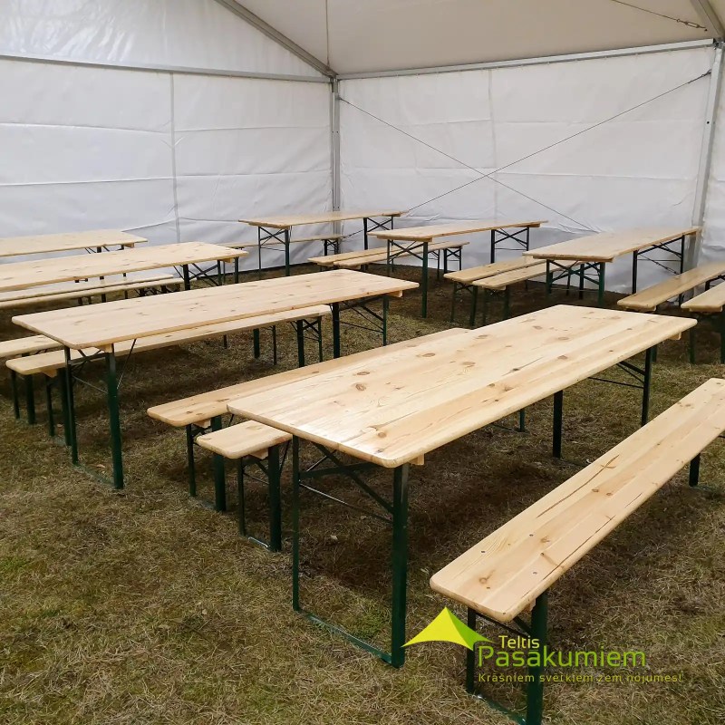 Koka galda komplekts saliekams 220cm